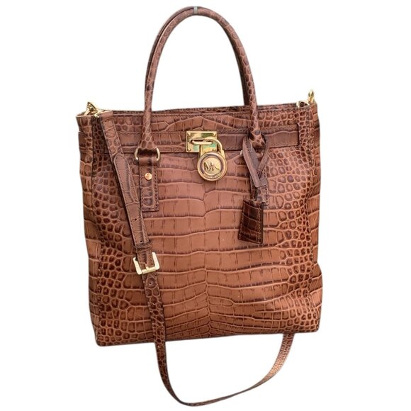Michael Kors Hamilton Convertible Satchel/Tote Embossed Leather Womens Handbag - Picture 1 of 16